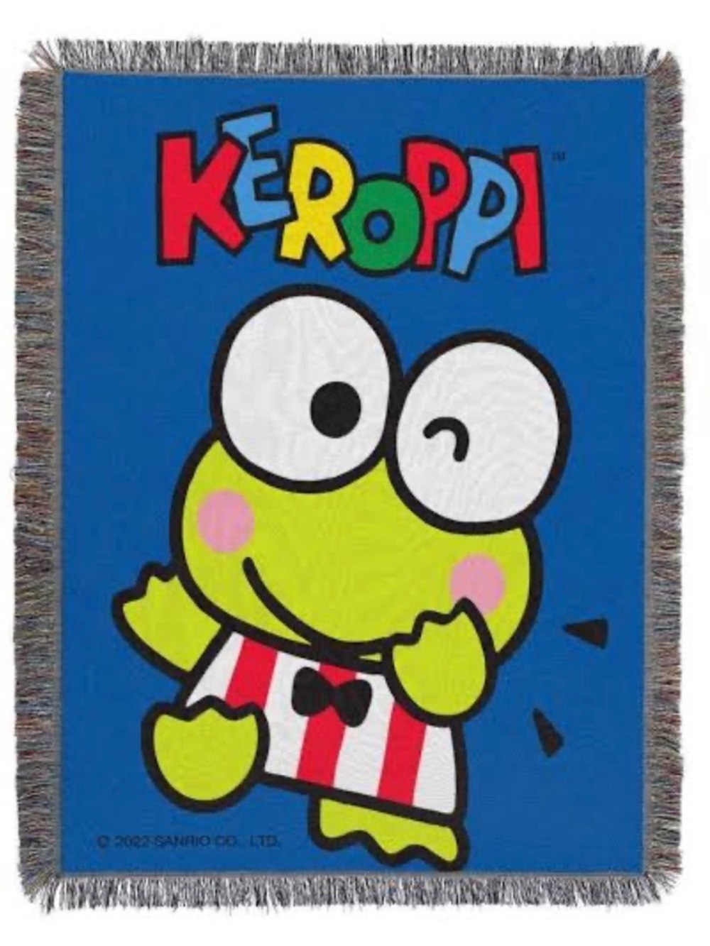 Sanrio Keroppi Blue Frog Graphic Throw Full Size BIG